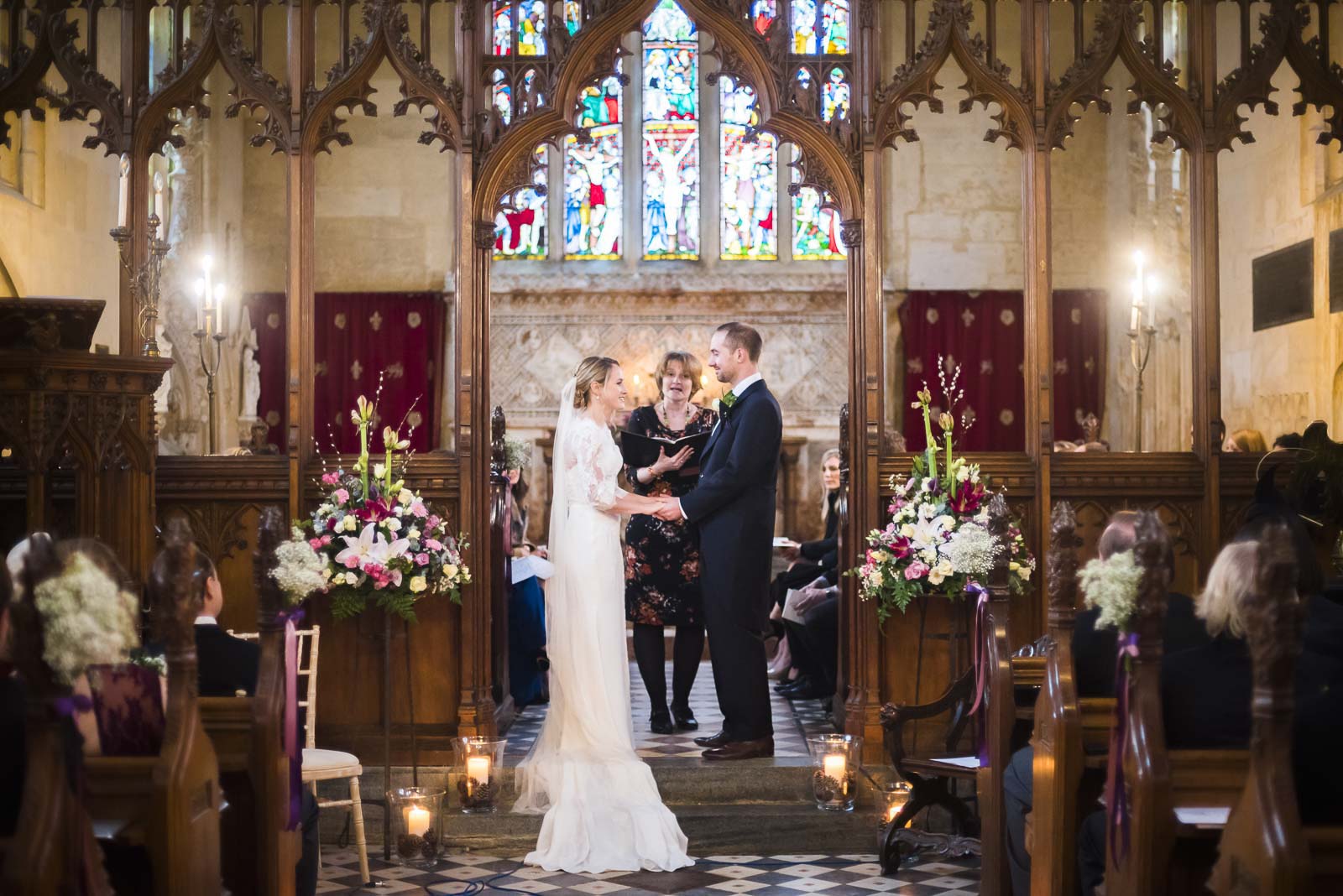 The beautiful wedding ceremony in Sudeley Castle's Chapel